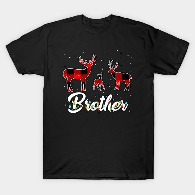 Brother Reindeer Plaid Pajama Shirt Family Christmas T-Shirt by intelus